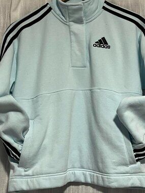 Adidas Mock Neck Fleece Pullover "Almost Blue" Size YXL 14-16